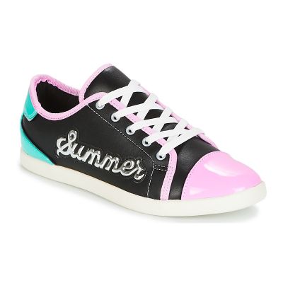 BASKETS ANDRÉ FEMME LIMONADE CUIR NOIR VIOLET